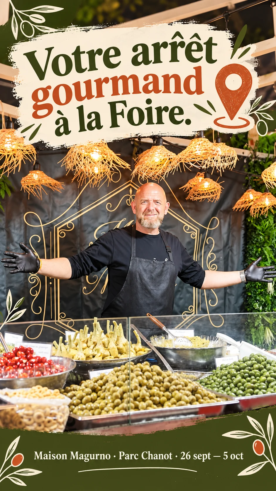 Le stand Maison Magurno reconnaissable à son grand panneau et à son étal